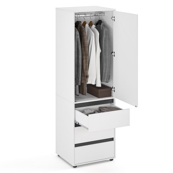 Мала шафа для одягу з 1 дверцятами та 3 шухлядами | CUBE 60S p-186-501  фото
